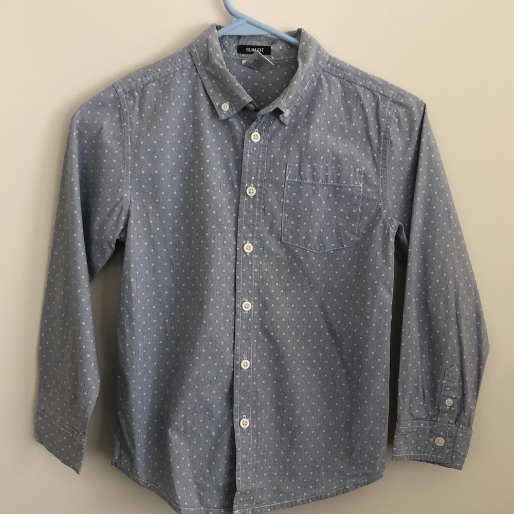 Gymboree striped dot button down dress shirt size 7-8